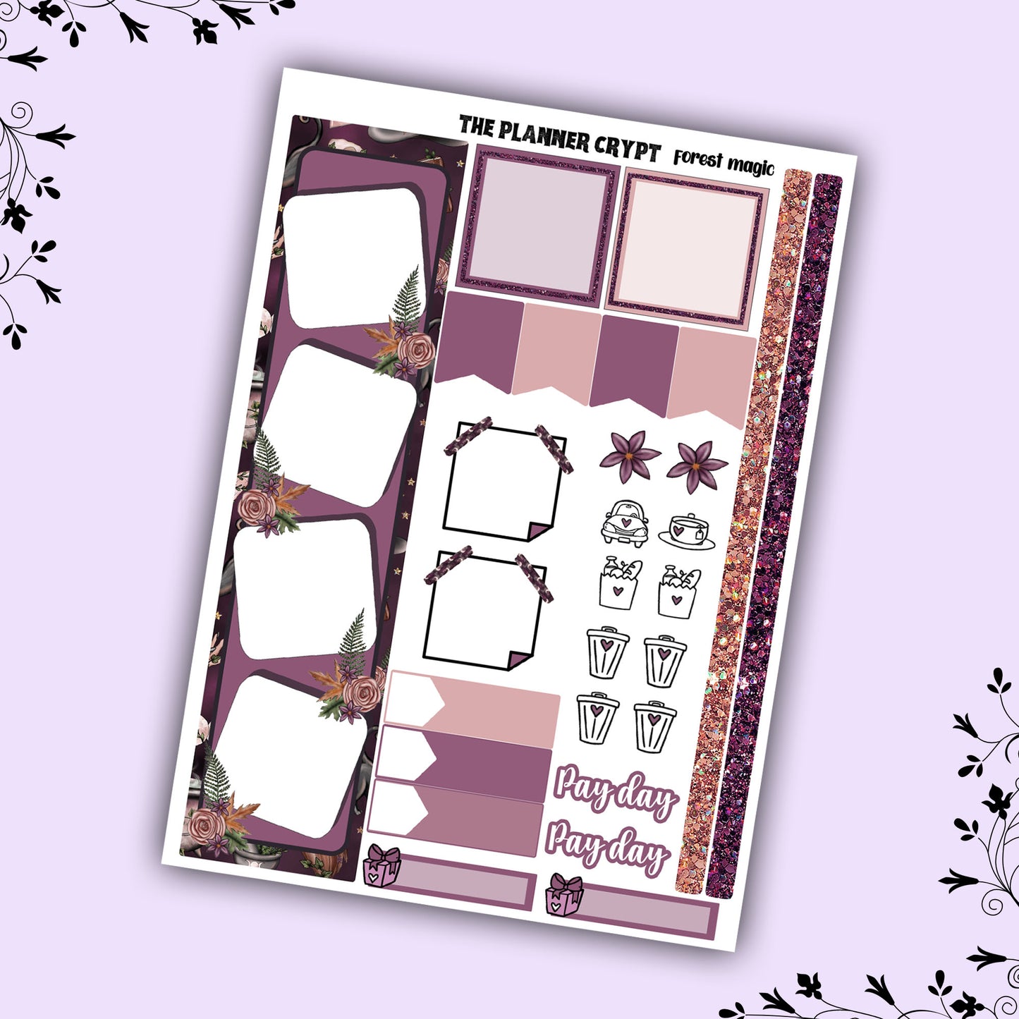 Monthly planner sticker kit, forest witch