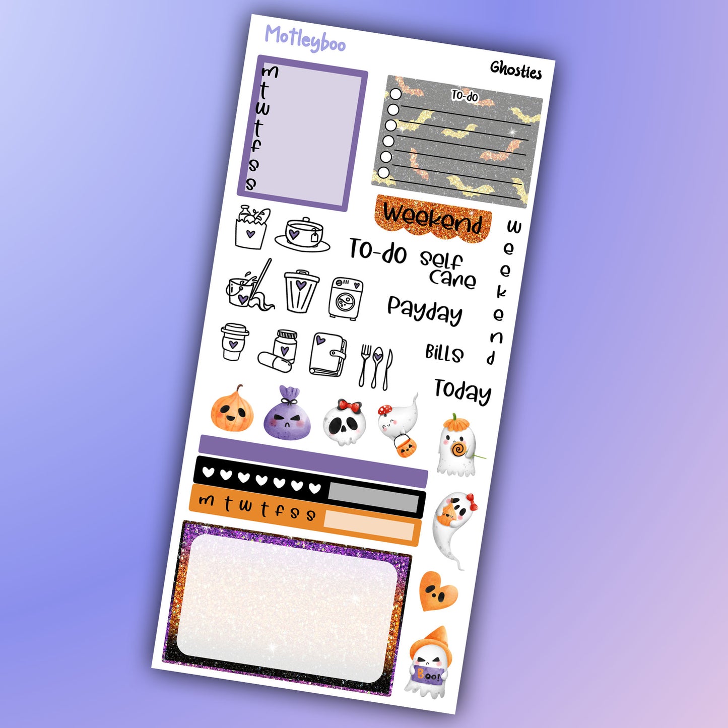 Hobonichi weeks, sticker kit, hobonichi planner, goth planner, witch vibes, halloween stickers, goth sticker, spooky season, fall stickers