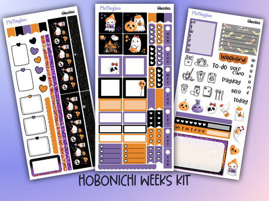 Hobonichi weeks, sticker kit, hobonichi planner, goth planner, witch vibes, halloween stickers, goth sticker, spooky season, fall stickers