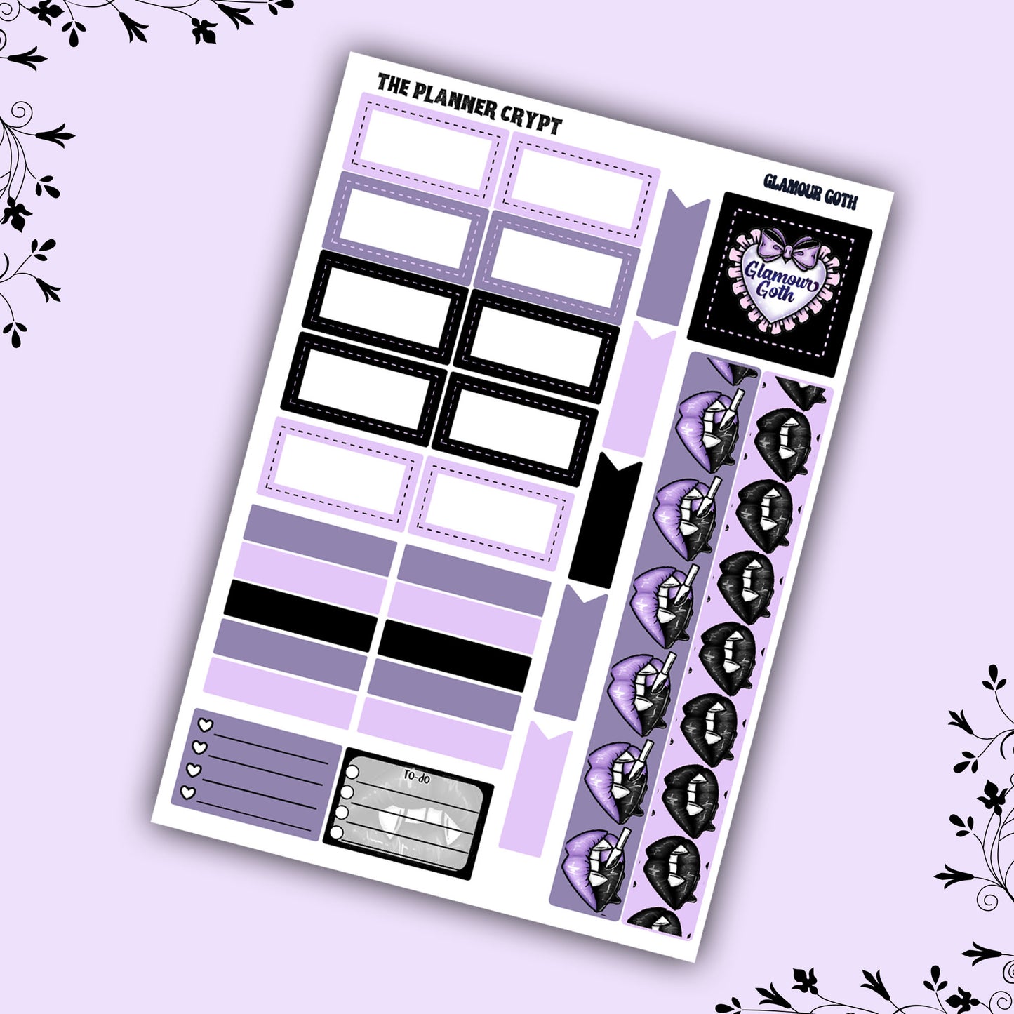 Hobonichi cousin, weekly planner sticker kit, goth planner stickers, bullet journal sticker, small planner sticker, A5 planner, goth glamour
