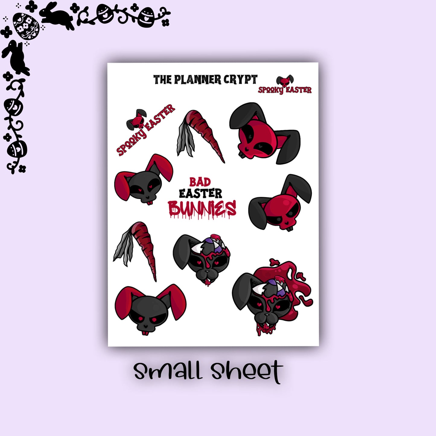 Easter stickers, planner stickers, spooky bunnies, vertical planner, small journal, cute stickers, functional stickers, goth easter eggs