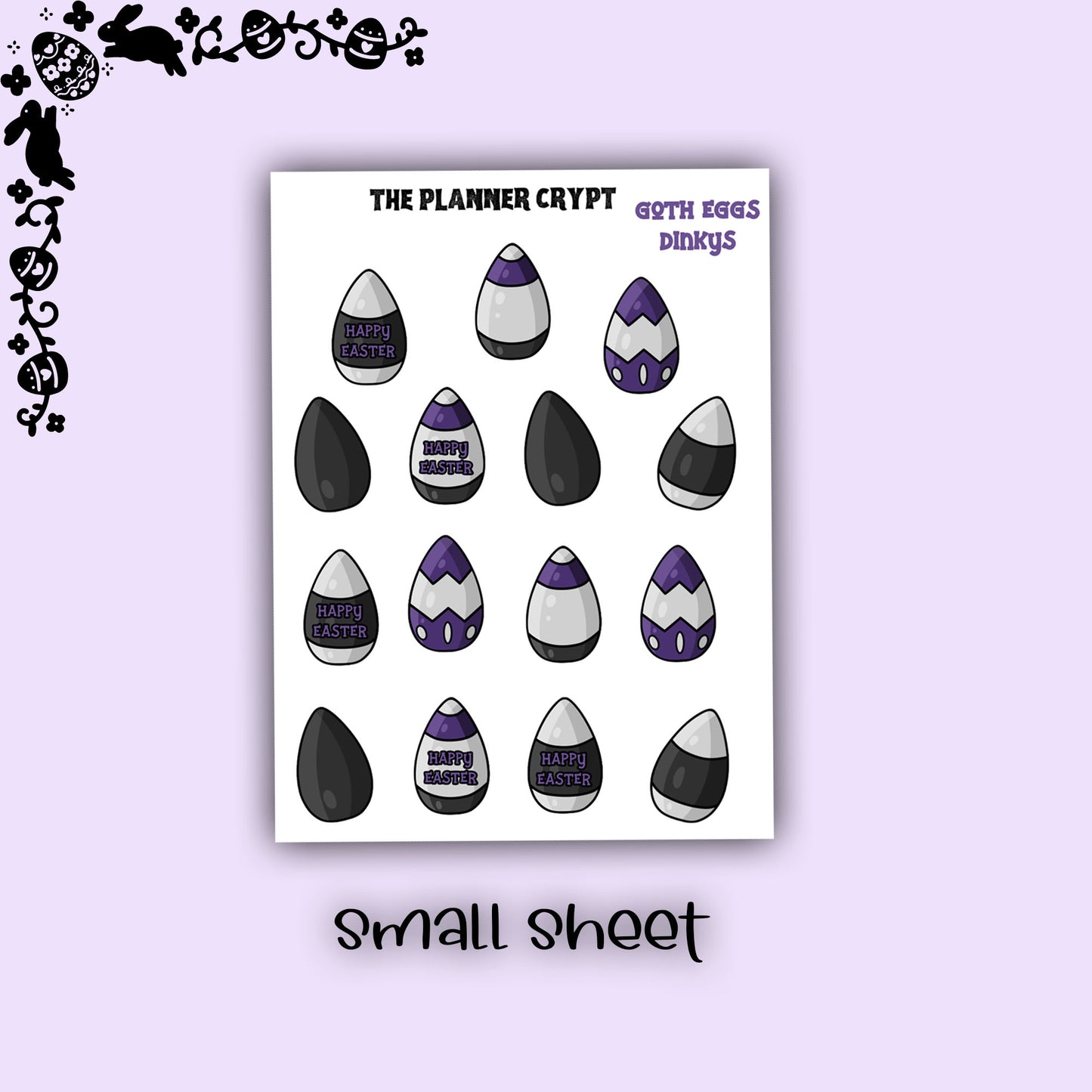 Easter stickers, planner stickers, spooky bunnies, vertical planner, small journal, cute stickers, functional stickers, goth easter eggs