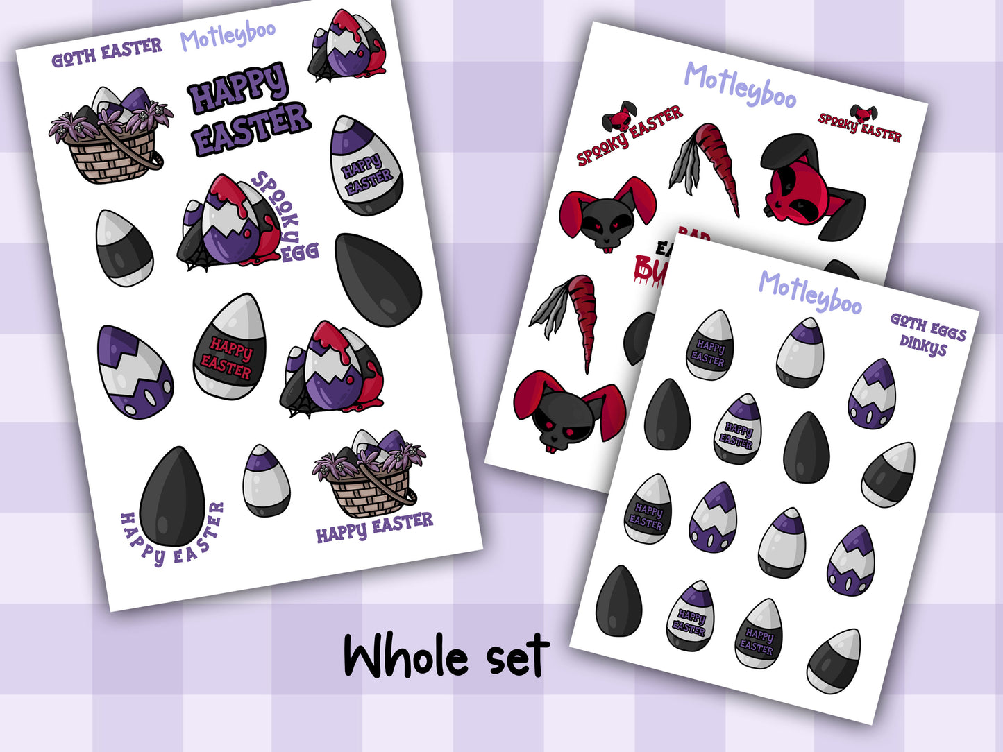 Gothic easter stickers, goth spring eggs, journaling deco, spring season, stickers for Easter