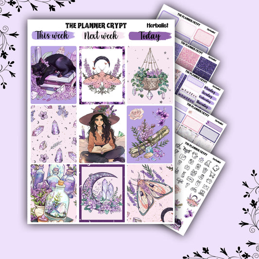 Pagan weekly planner sticker kit, witchy stickers, herbalist stickers