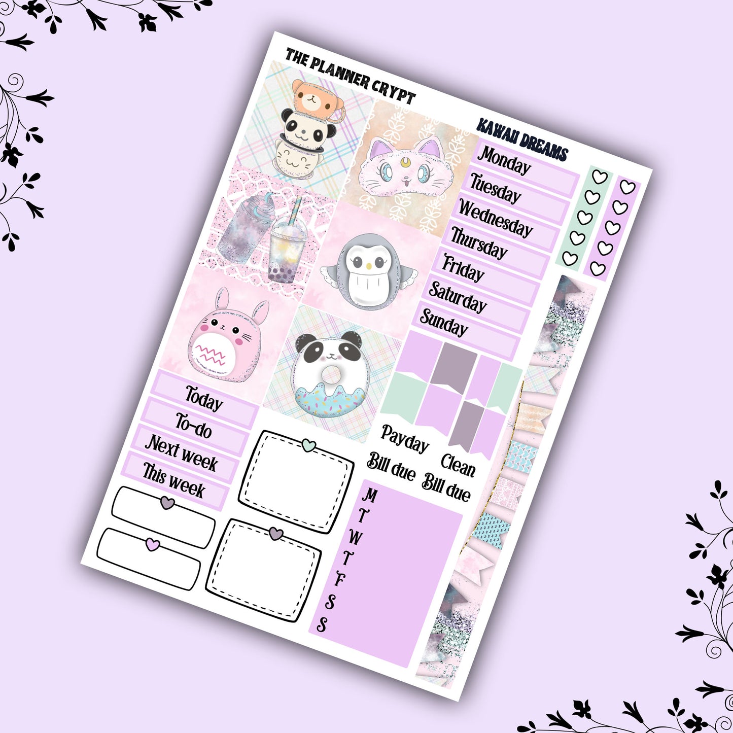 Hobonichi cousin weekly planner sticker kit, kawaii planner, kawaii dreams