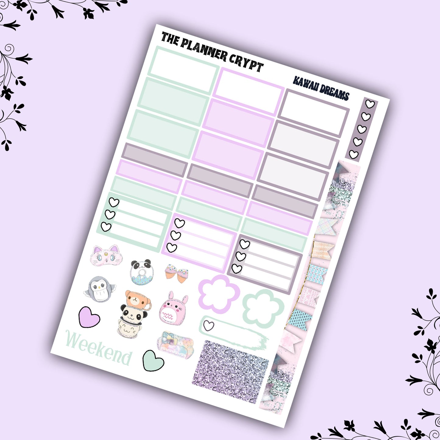 Hobonichi cousin weekly planner sticker kit, kawaii planner, kawaii dreams