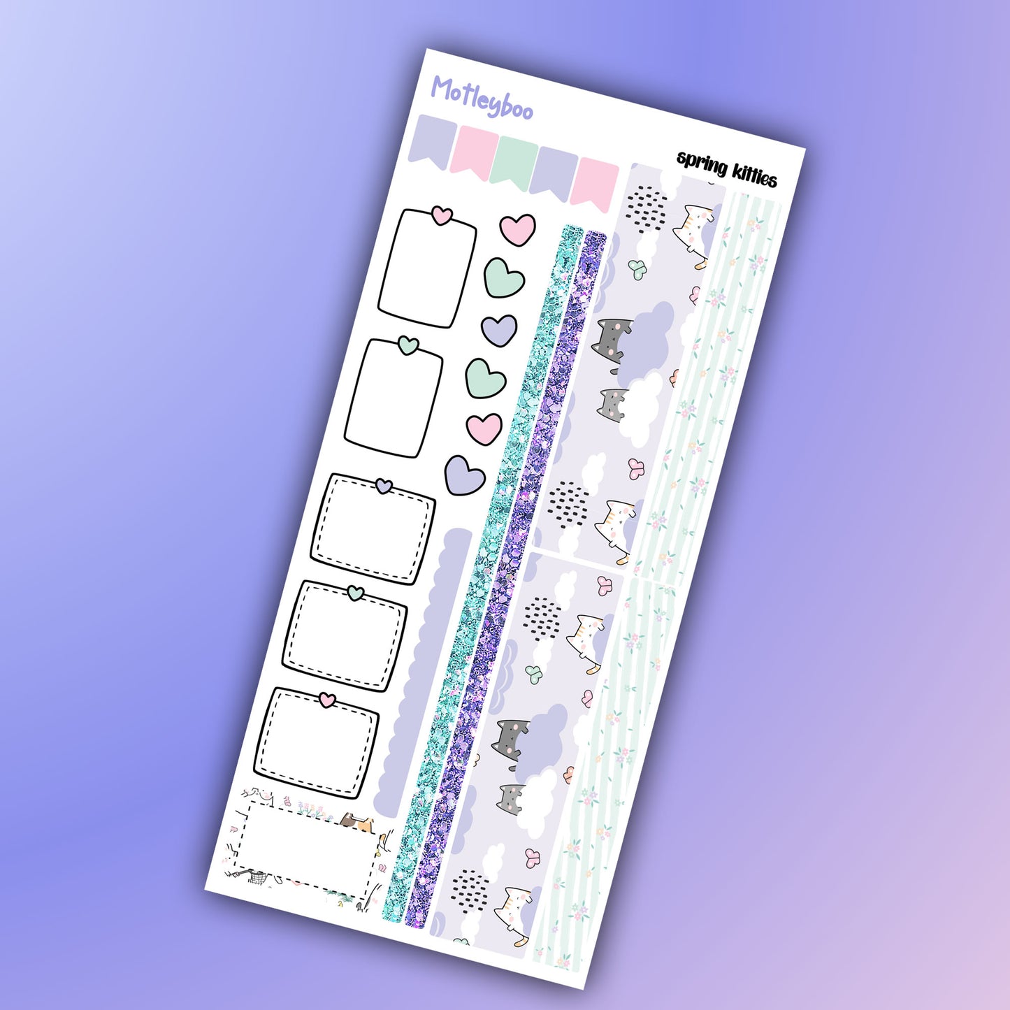 Spring kitties, Hobonichi weeks, sticker kit, hobonichi planner, cat stickers, spring stickers, hobonichi functional stickers