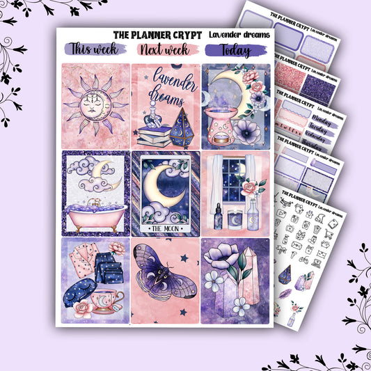 weekly planner sticker kit, lavender dreams