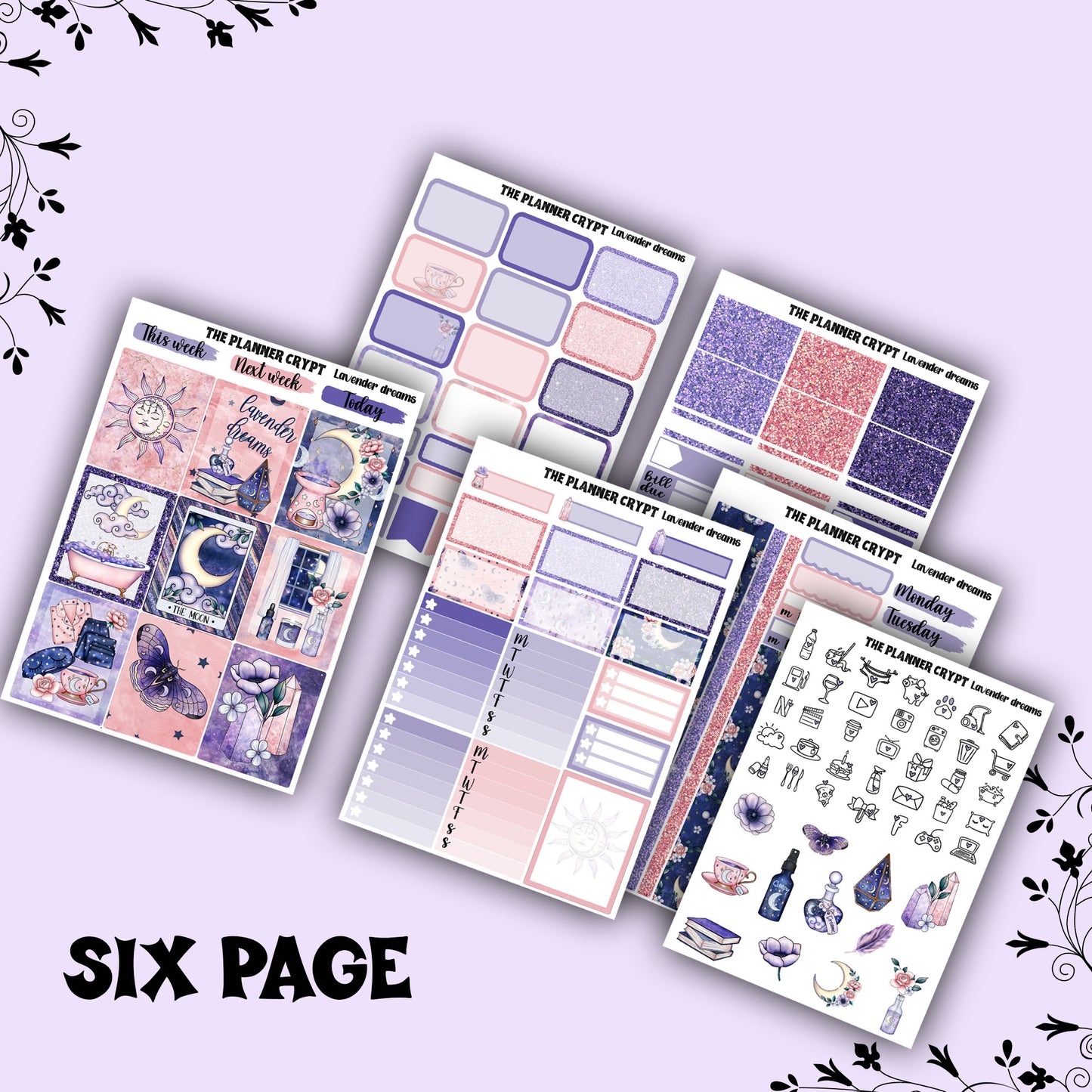 weekly planner sticker kit, lavender dreams