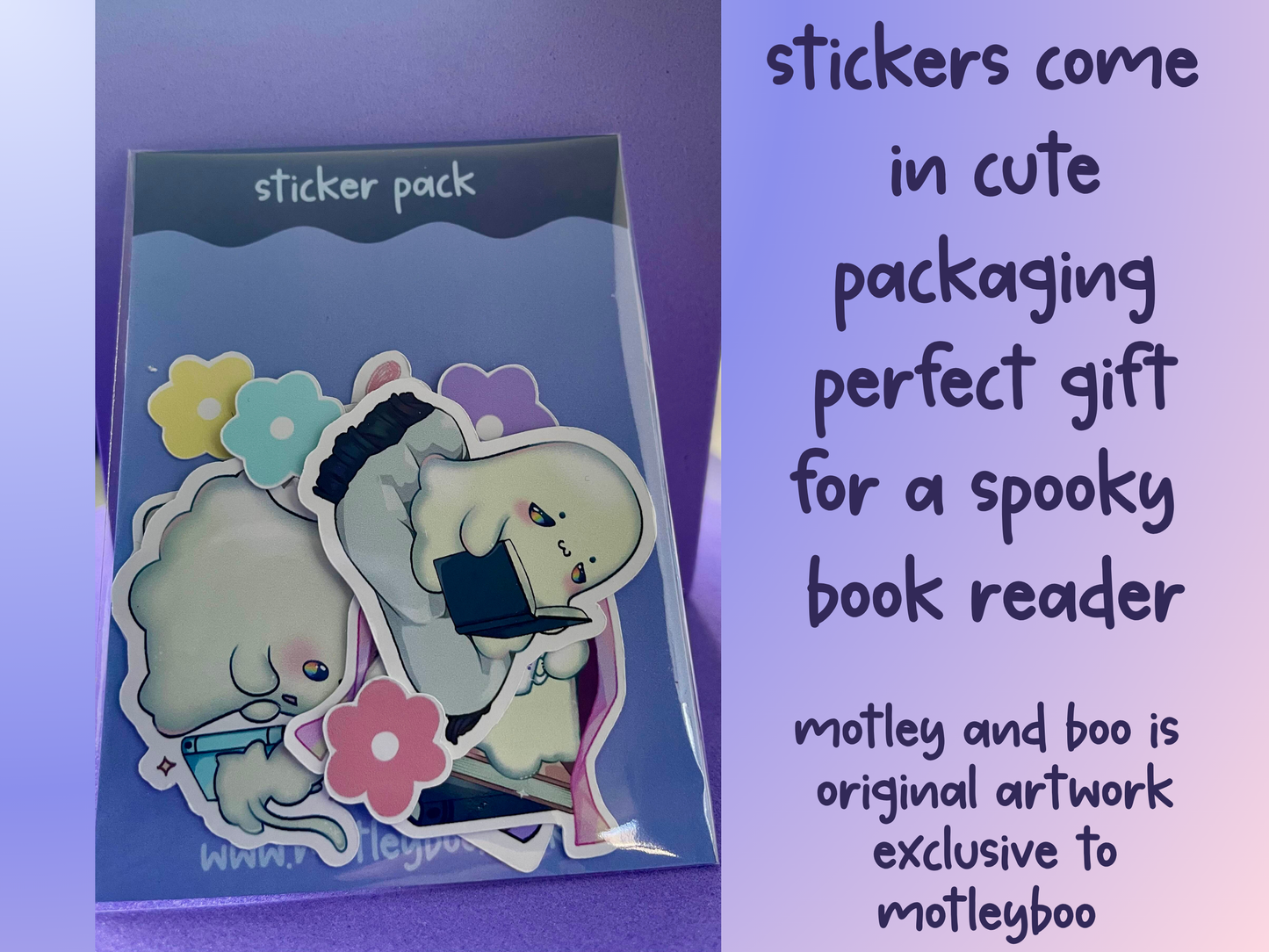 Sticker pack, spooky stickers, gifts for book lovers, ghost stickers, bookish stickers, read more books