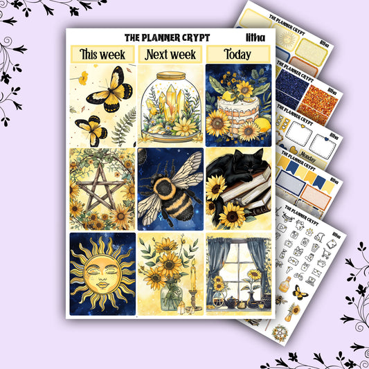Litha weekly planner sticker kit, vertical kit, midsummer solstice