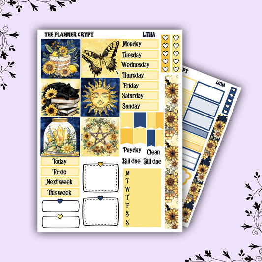 Litha Hobonichi cousin weekly planner sticker kit, midsummer solstice