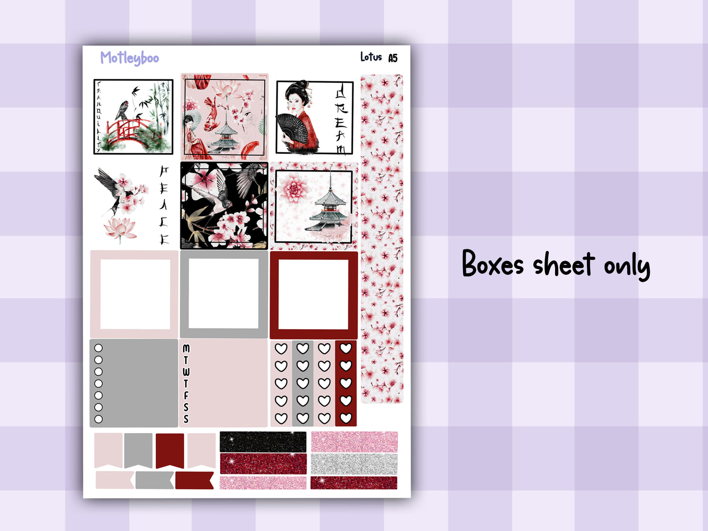 A5 Hobonichi cousin planner sticker kit, Japanese planner stickers, hobonichi cousin Lotus