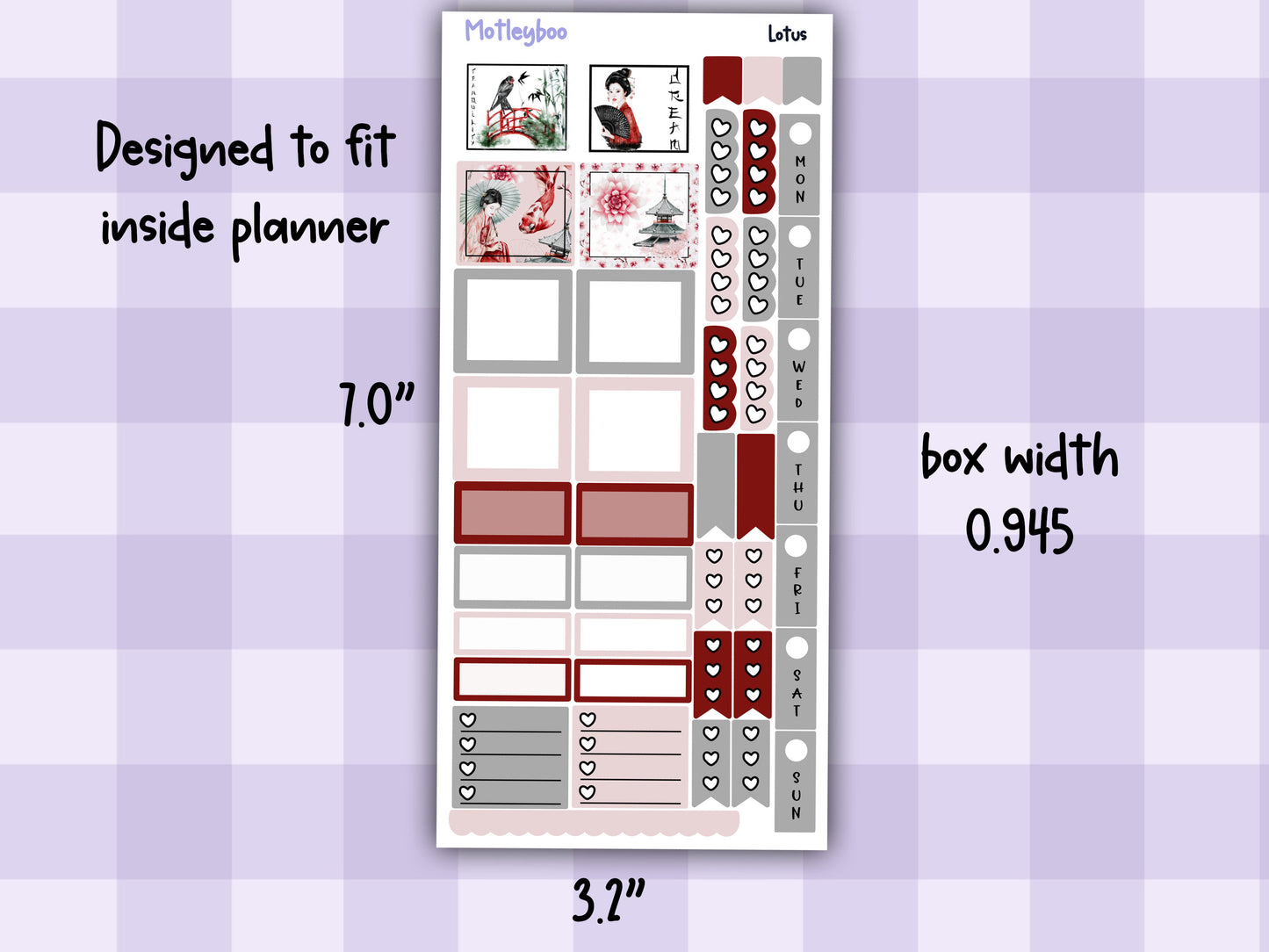 Hobonichi weeks weekly planner sticker kit, planner stickers, Lotus