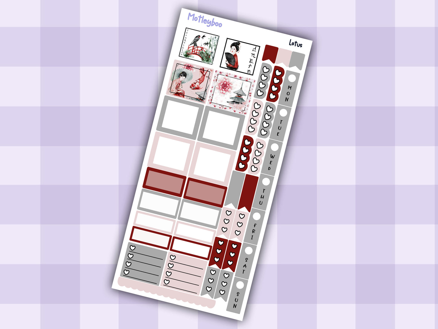 Hobonichi weeks weekly planner sticker kit, planner stickers, Lotus