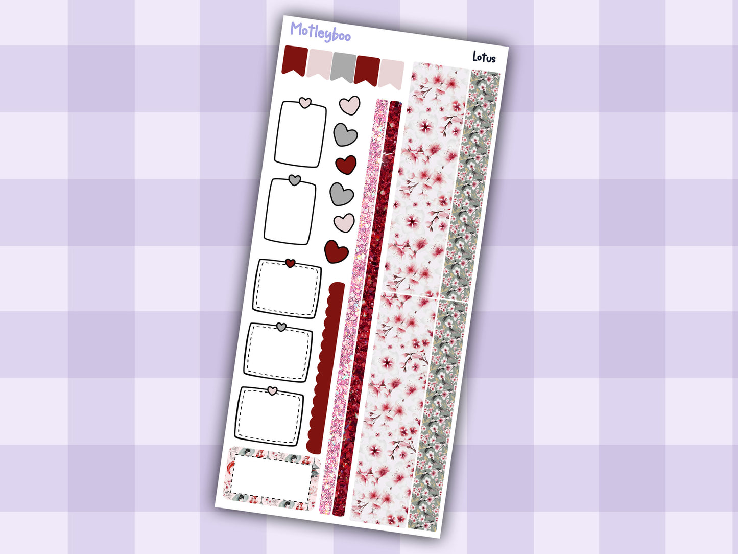 Hobonichi weeks weekly planner sticker kit, planner stickers, Lotus