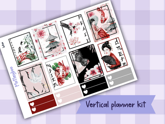 Weekly Planner Sticker Kit, Vertical Planning Stickers, Lotus