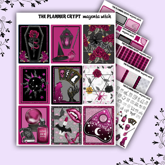 weekly planner sticker kit, planner stickers, goth stickers, spooky sticker kit, vertical planner, quija stickers, witch stickers