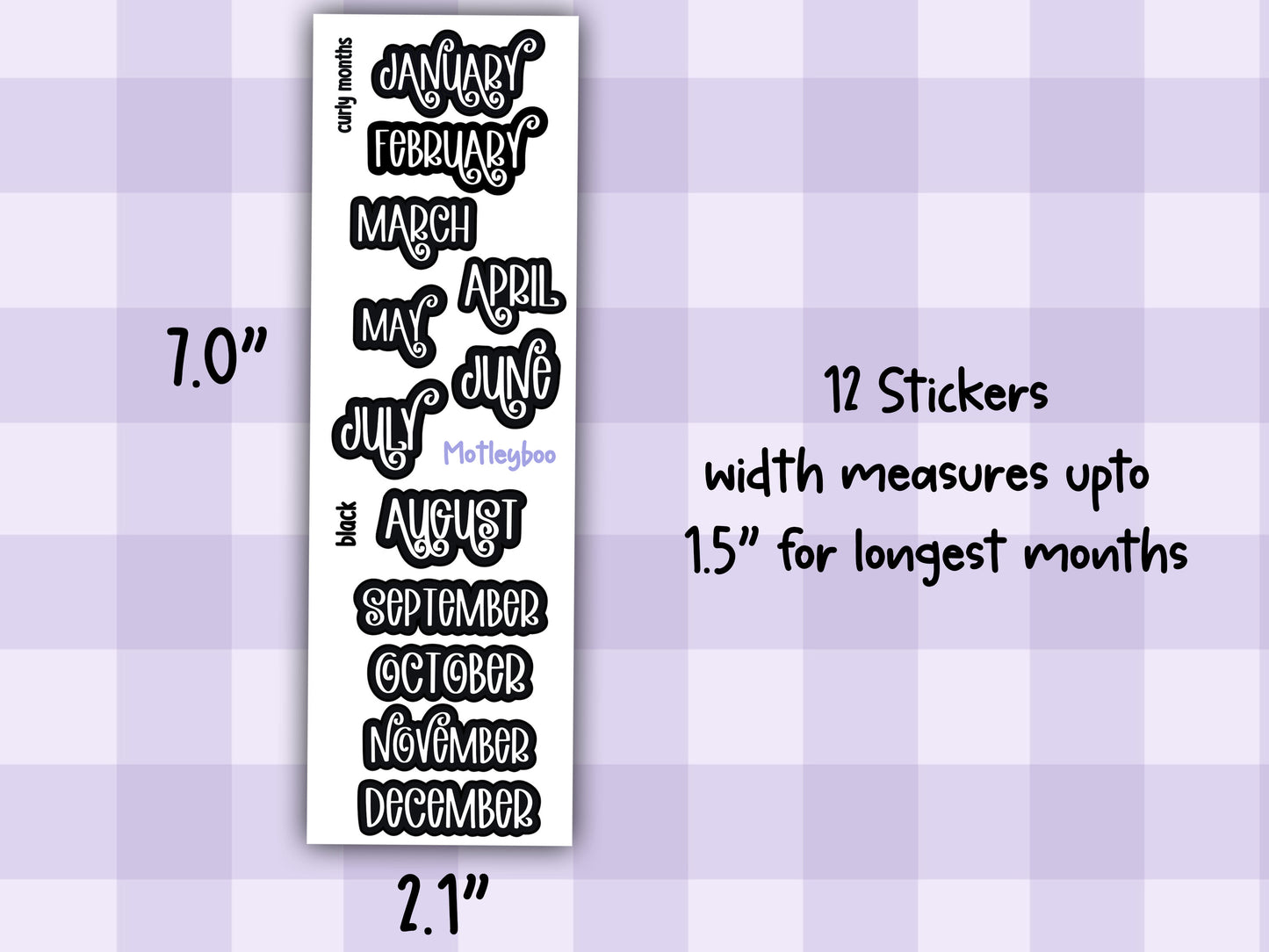 Month header date cover up stickers for vertical and A5 planners