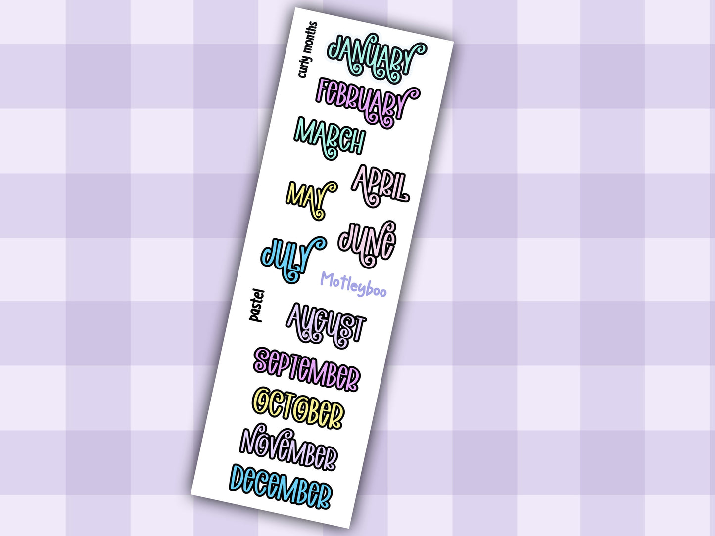 Month header date cover up stickers for vertical and A5 planners
