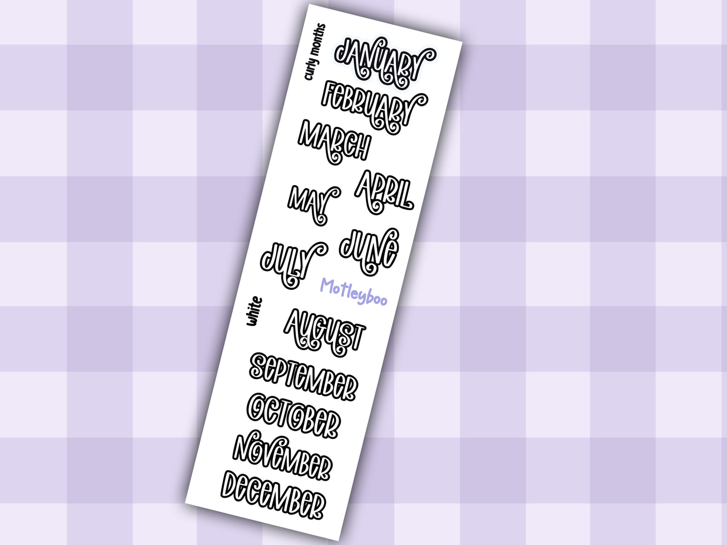 Month header date cover up stickers for vertical and A5 planners