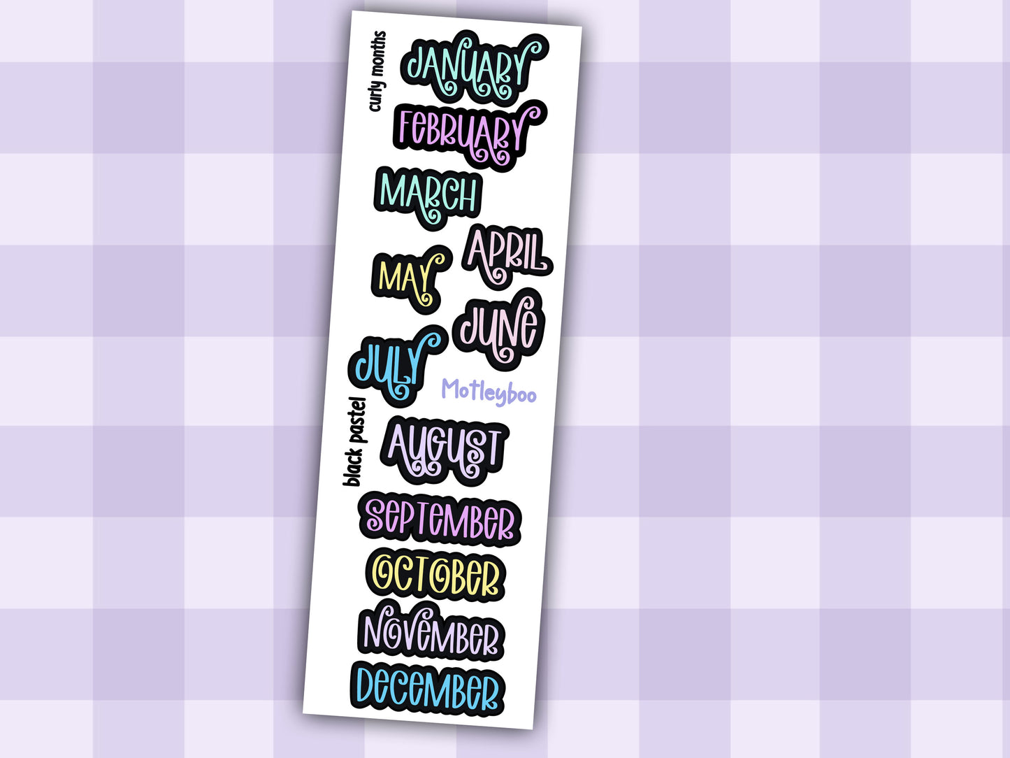Month header date cover up stickers for vertical and A5 planners