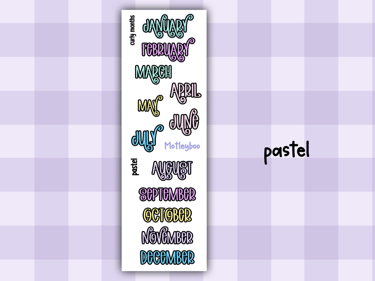 Month header date cover up stickers for vertical and A5 planners