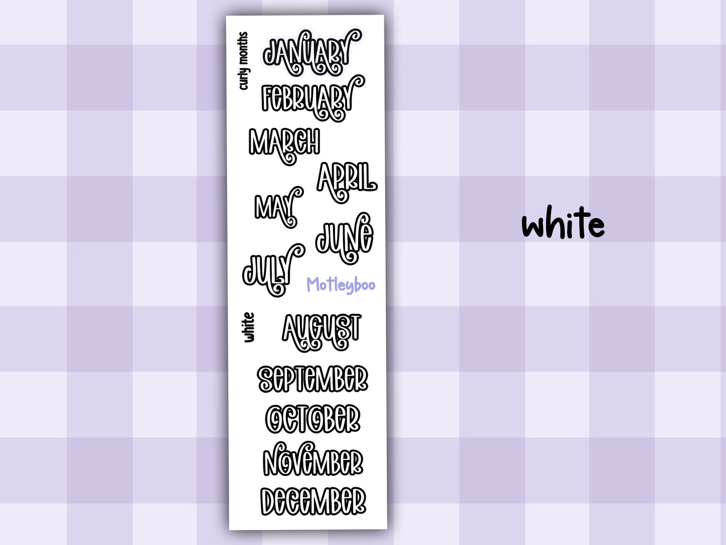 Month header date cover up stickers for vertical and A5 planners