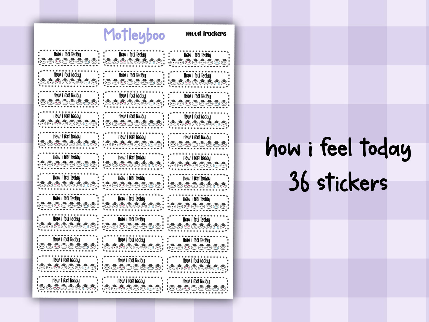Mood tracker planner stickers, weekly planner stickers, black and white stickers, daily mood tracker stickers, how I feel today