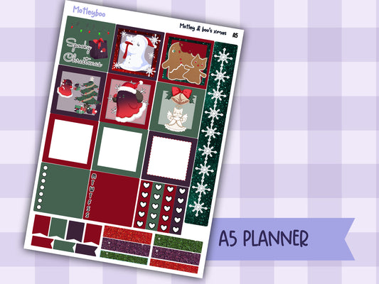 Motleyboo xmas A5 planner sticker kit, Christmas stickers, spooky planning, hobonichi planning