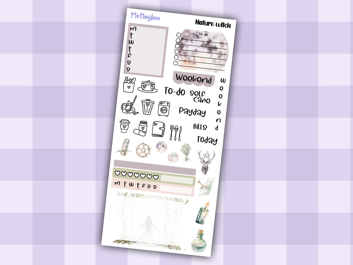 Nature witch hobonichi weekly planner sticker kit