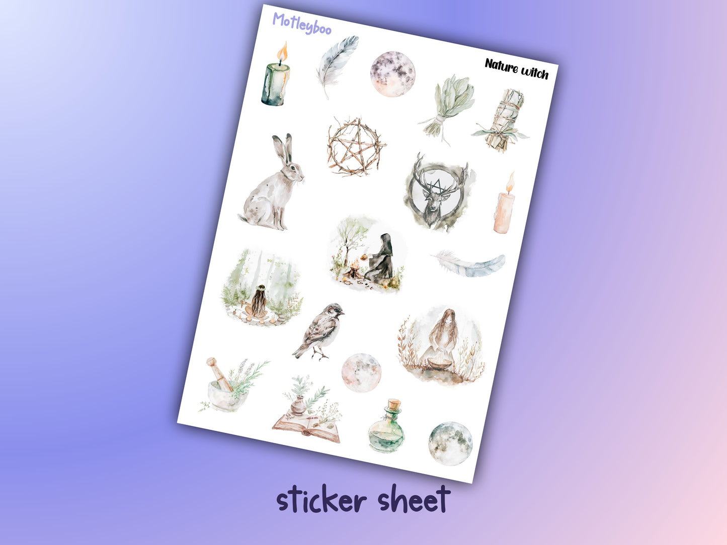 Nature witch deco sticker sheet