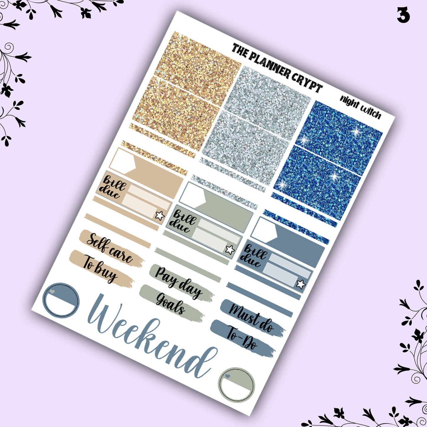 weekly planner sticker kit, gothic stickers, witch stickers, mystical stickers, celestial stickers, vertical planner,  stickers
