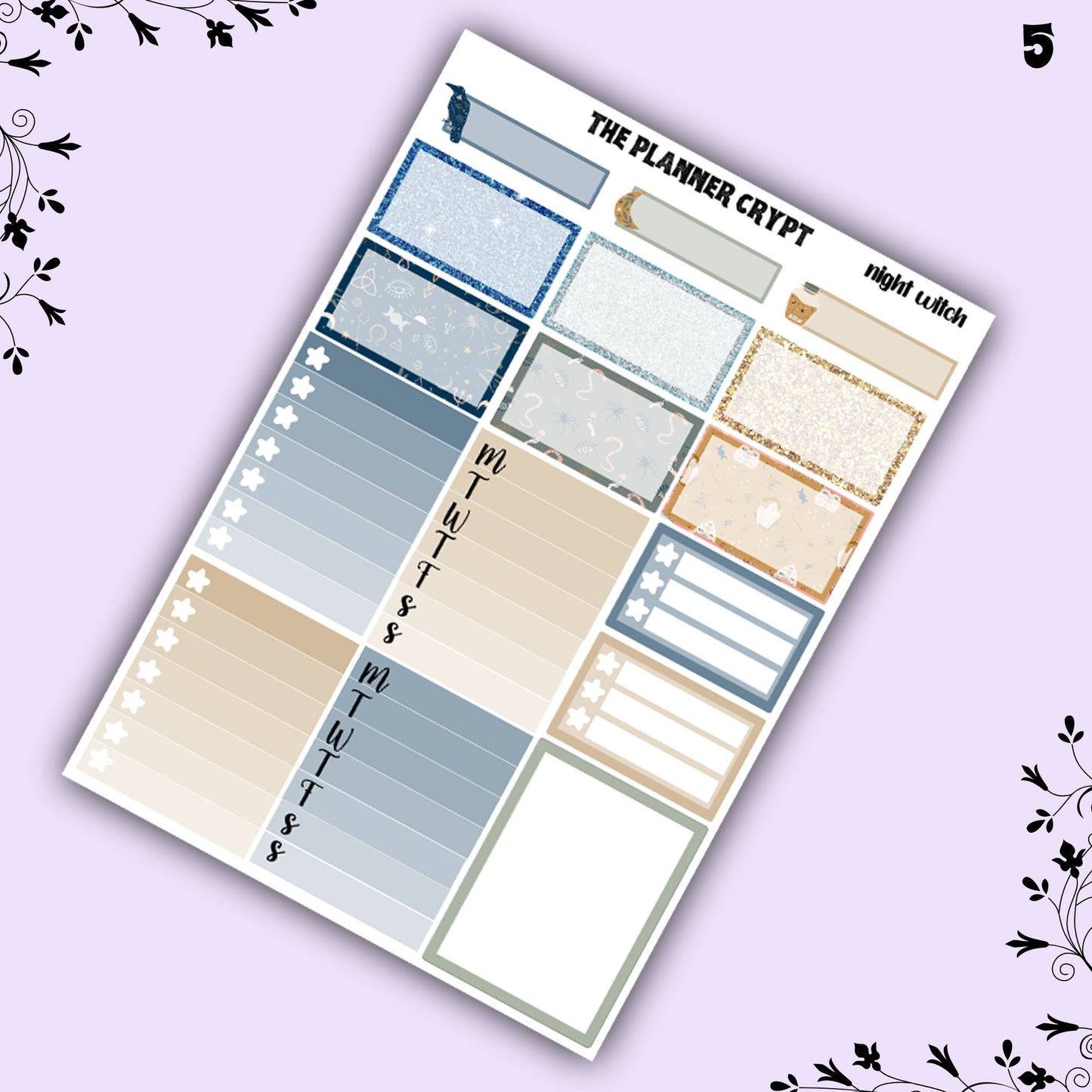 weekly planner sticker kit, gothic stickers, witch stickers, mystical stickers, celestial stickers, vertical planner,  stickers