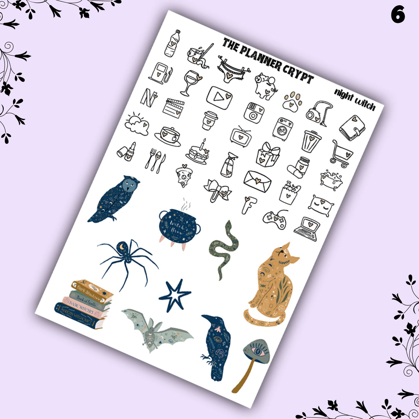 weekly planner sticker kit, gothic stickers, witch stickers, mystical stickers, celestial stickers, vertical planner,  stickers
