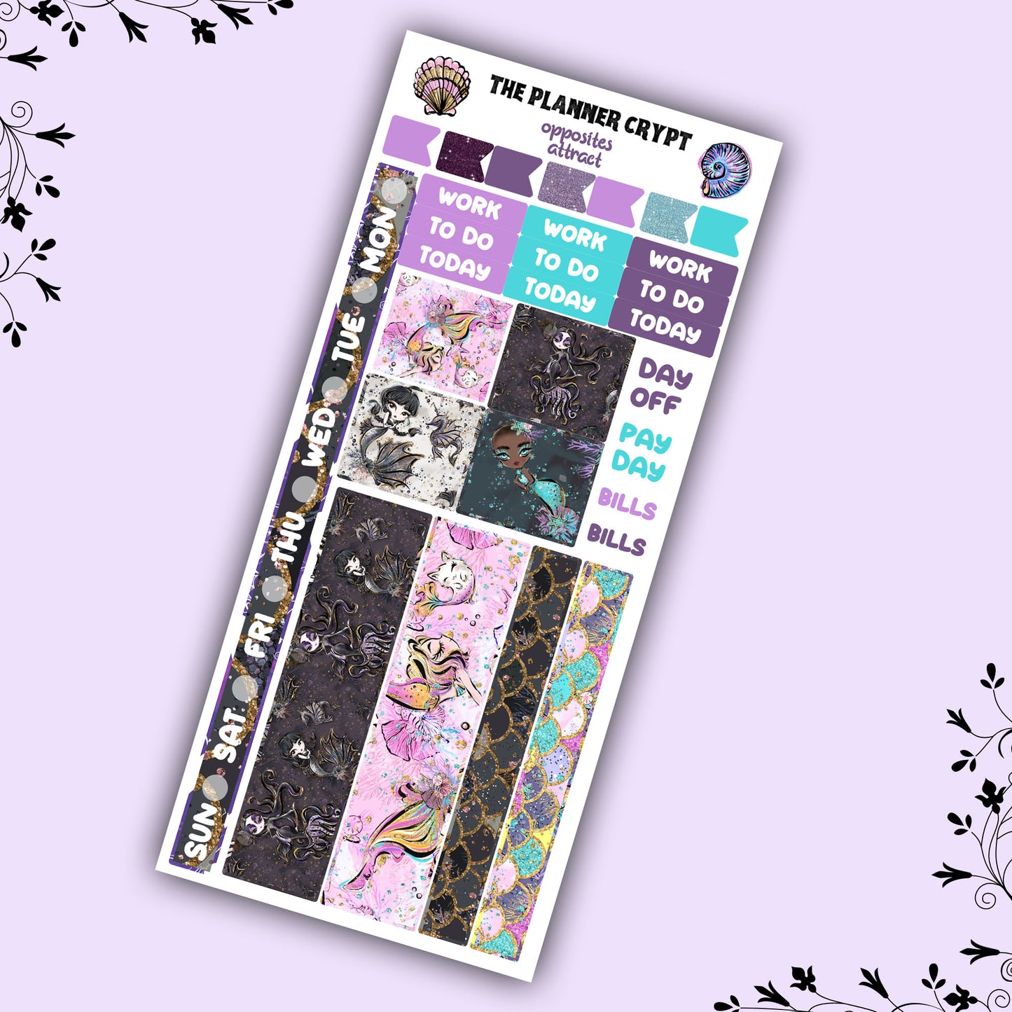 Hobonichi weeks, sticker kit, hobonichi planner, goth stickers, gothic planner, hobonichi functional stickers, planner stickers, mermaid
