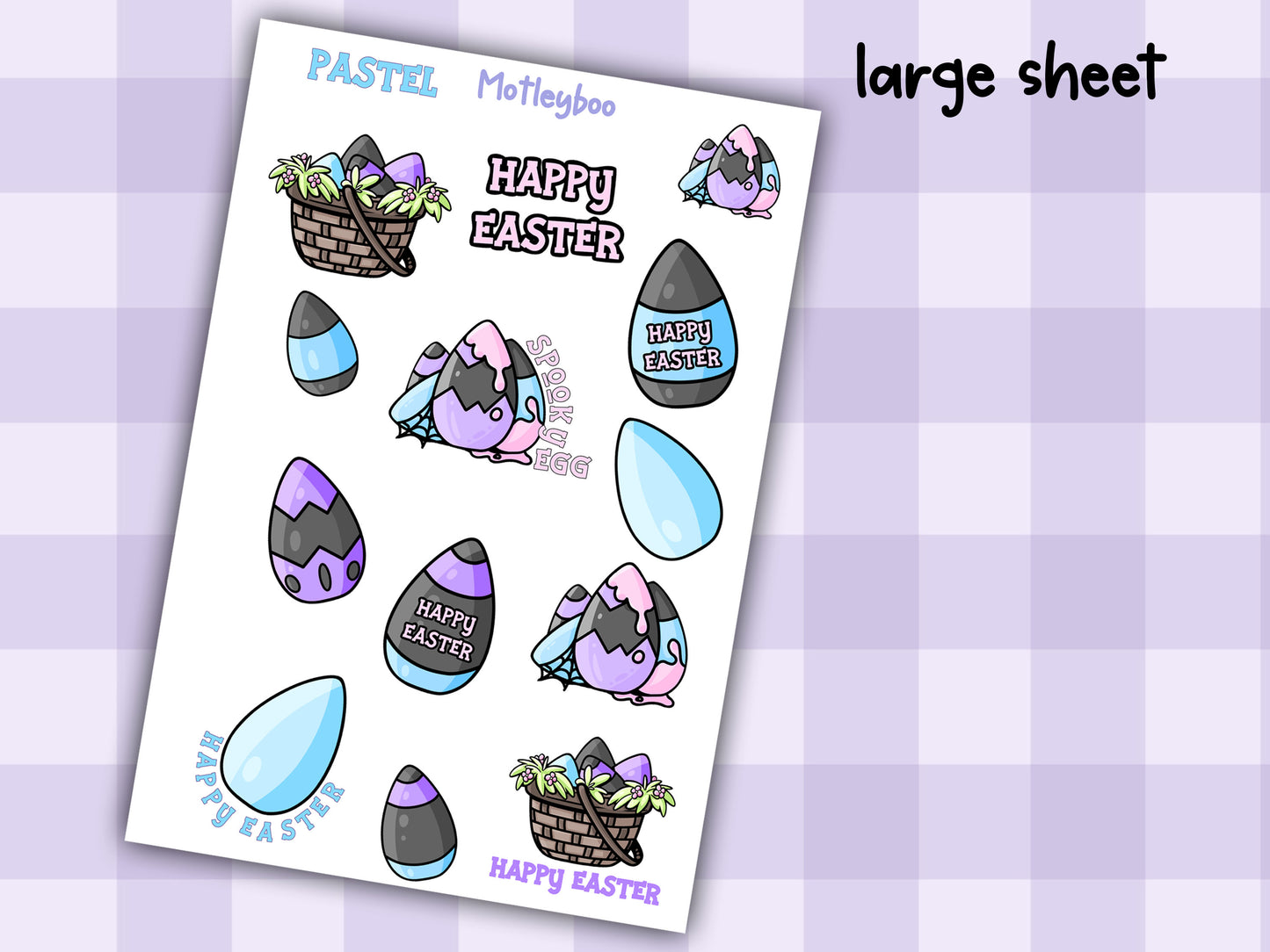 Gothic easter stickers, pastel goth eggs, journaling deco, spring season, stickers for Easter