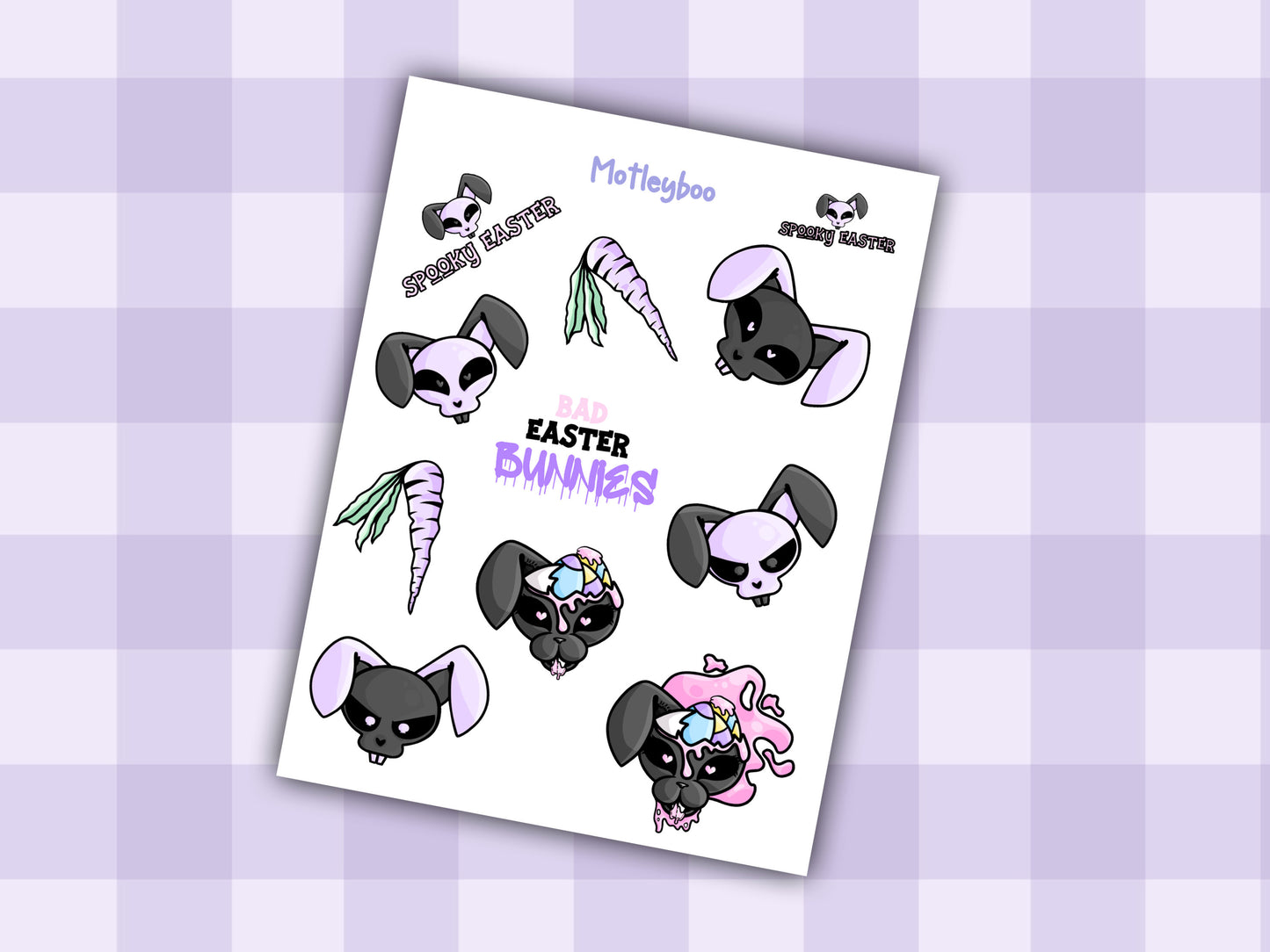 Gothic easter stickers, pastel goth eggs, journaling deco, spring season, stickers for Easter