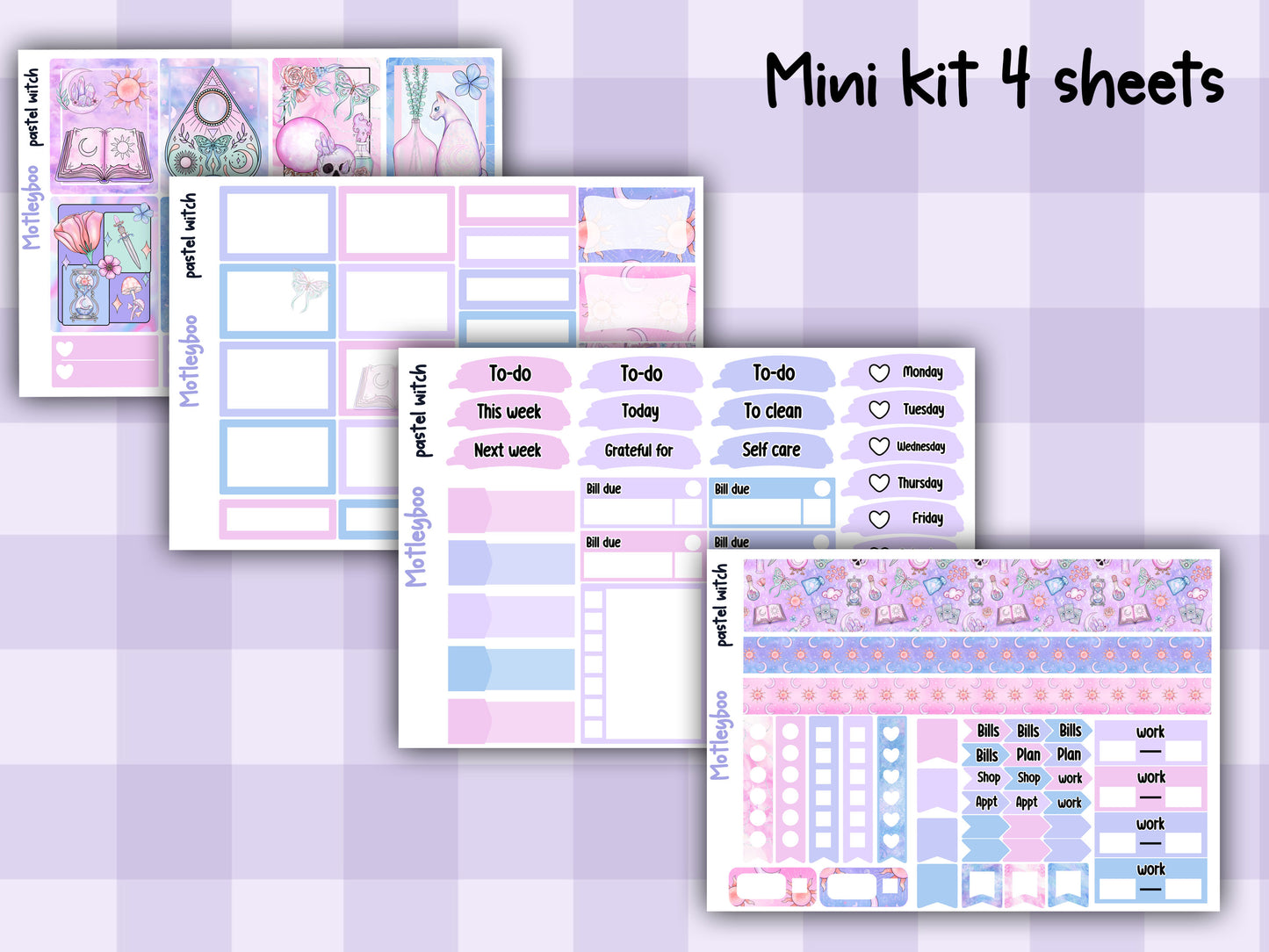 Goth Weekly Planner Sticker Kit, Spooky witchy Halloween Vertical Planning Stickers, Pastel witch