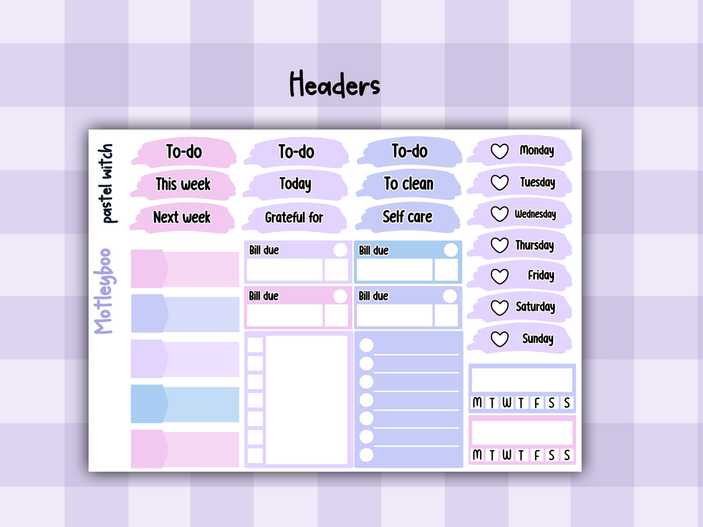 Goth Weekly Planner Sticker Kit, Spooky witchy Halloween Vertical Planning Stickers, Pastel witch