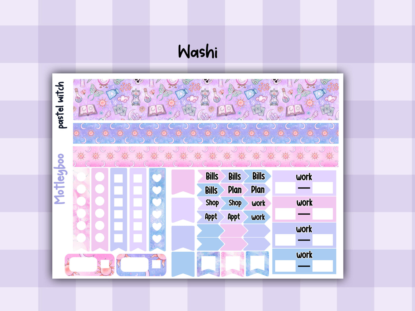 Goth Weekly Planner Sticker Kit, Spooky witchy Halloween Vertical Planning Stickers, Pastel witch