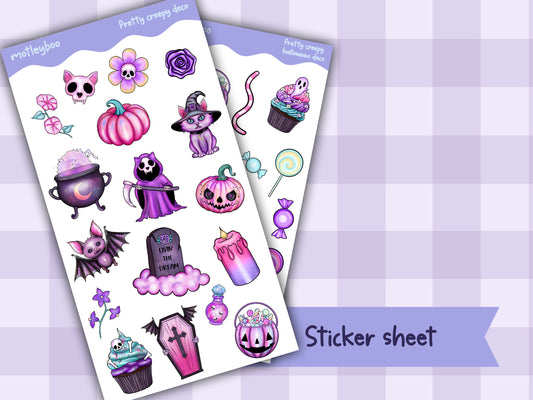 Halloween sticker sheets for planning and journaling, Halloween decoration, spooky and cute, gift for Halloween spooky season, autumn & fall