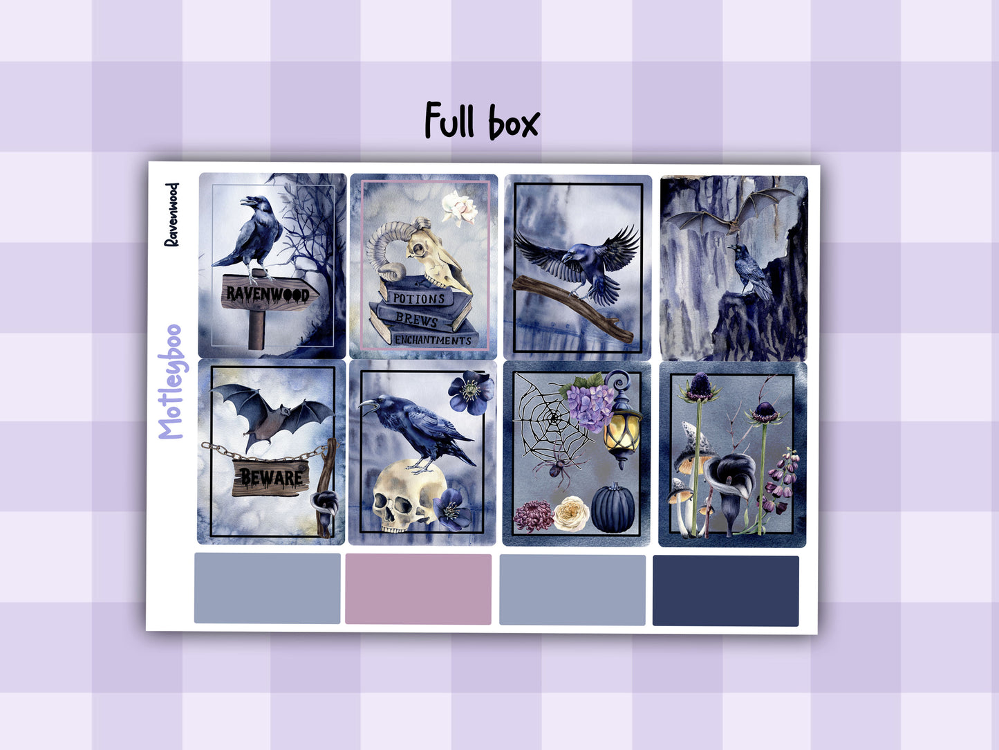 Gothic Raven Weekly Planner Sticker Kit, Vertical Layout, Spooky Halloween planning, ravenwood