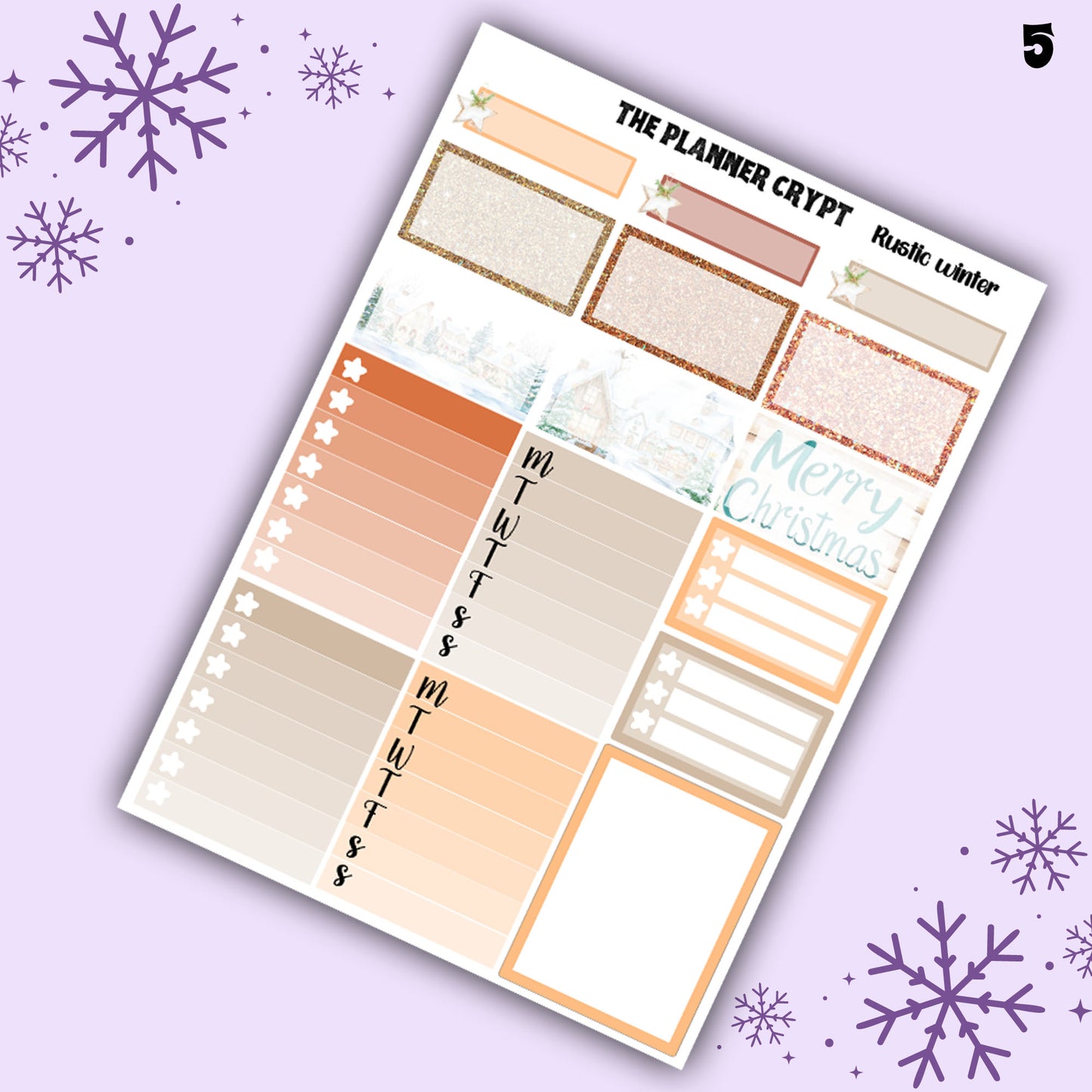Rustic winter christmas weekly planner kit, winter stickers, christmas stickers
