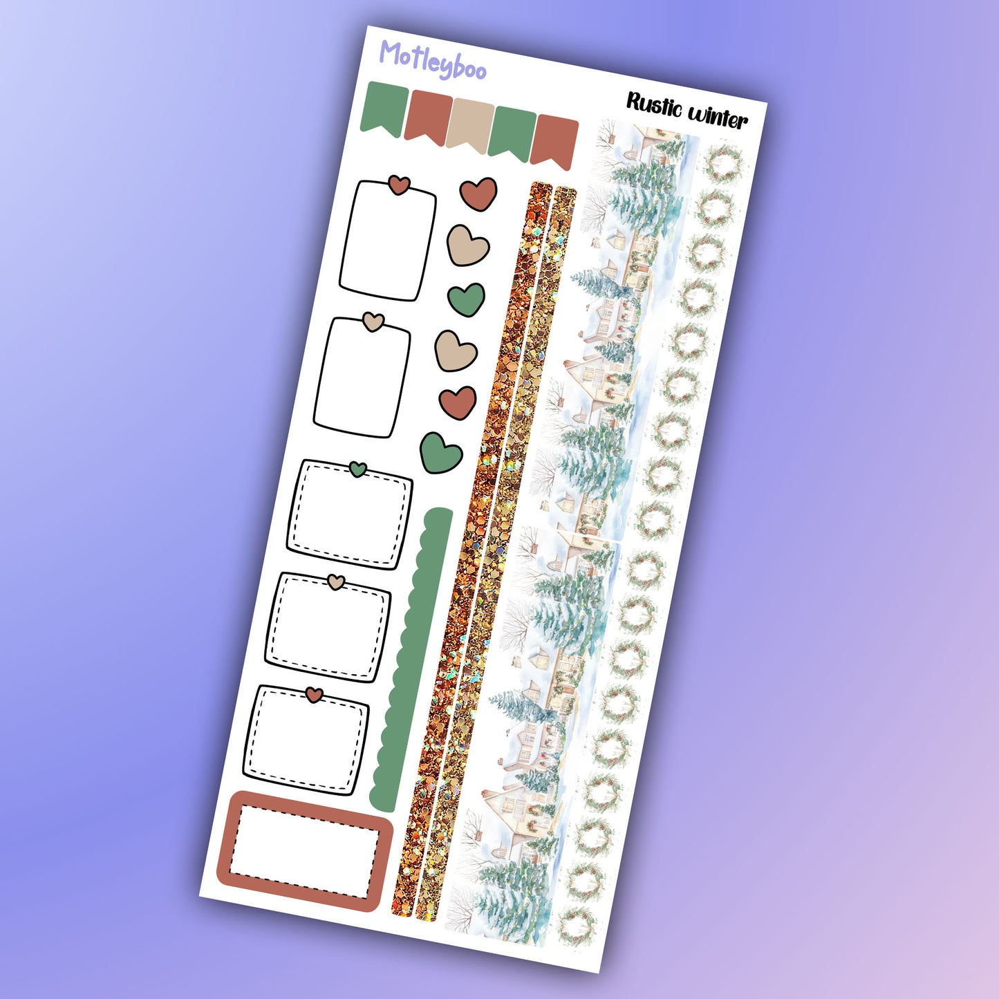 Rustic winter hobonichi weekly sticker kit, christmas themed stickers