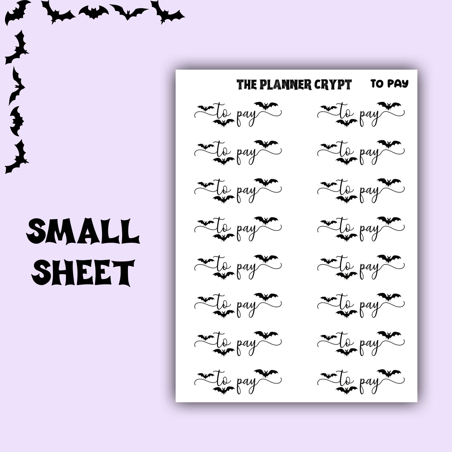 planner stickers, script words, planner sticker headers, goth planner, vertical planner, small journal, functional stickers, bat stickers