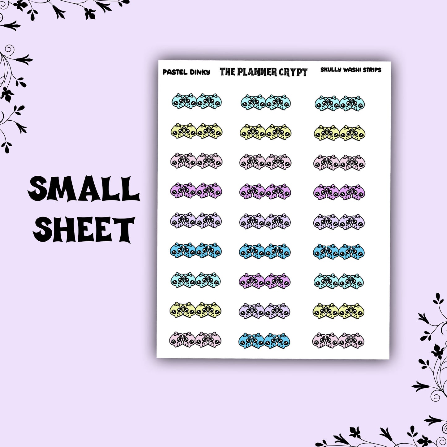 washi strip stickers,skulls,spooky, planner sticker, pastel goth,vertical planner, small journal,goth planner,functional stickers,hobonichi