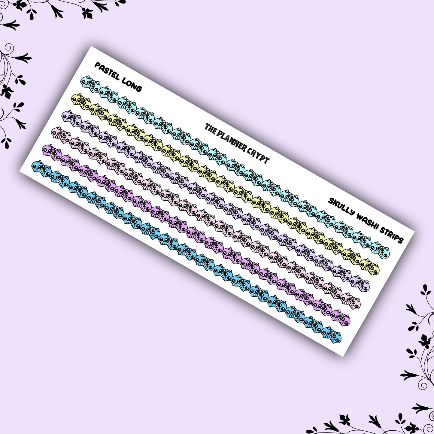 washi strip stickers,skulls,spooky, planner sticker, pastel goth,vertical planner, small journal,goth planner,functional stickers,hobonichi