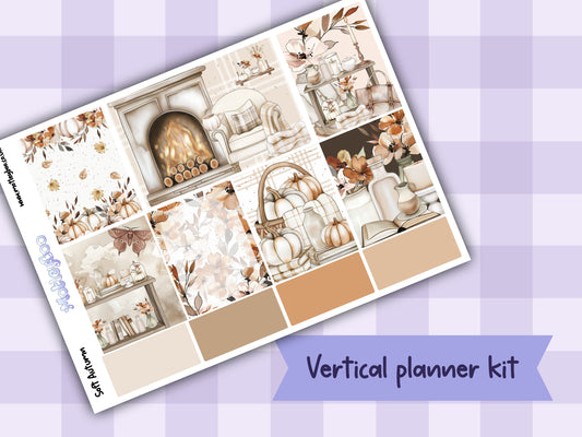 Autumnal weekly planner sticker kit for vertical planners, gifts for halloween season fall and Autumn, journaling and scrapbooking