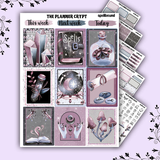weekly planner kit, planner stickers, witch stickers, goth stickers, vertical planner, witchcraft stickers, goth planner, pretty stickers